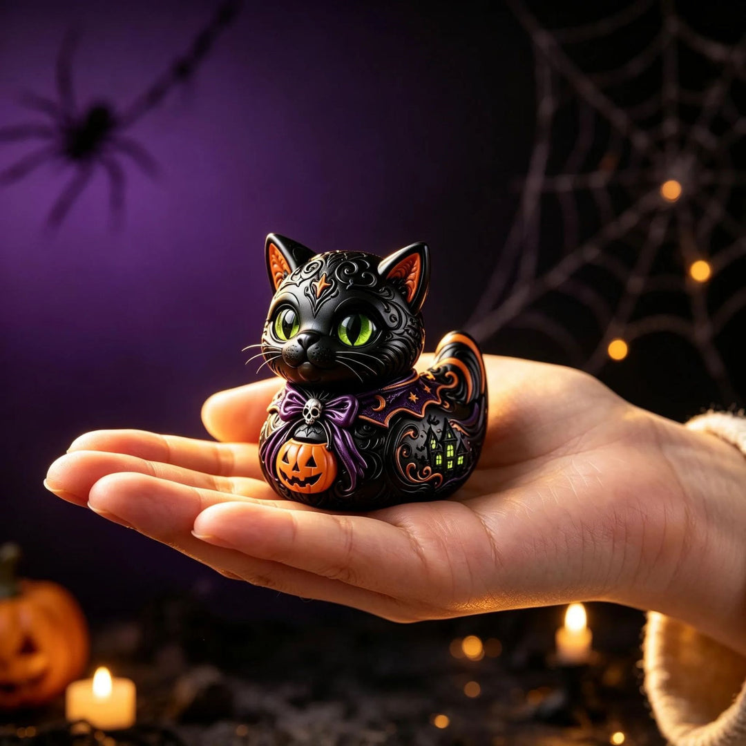 Decorative Halloween Cat Figurine Bowlift