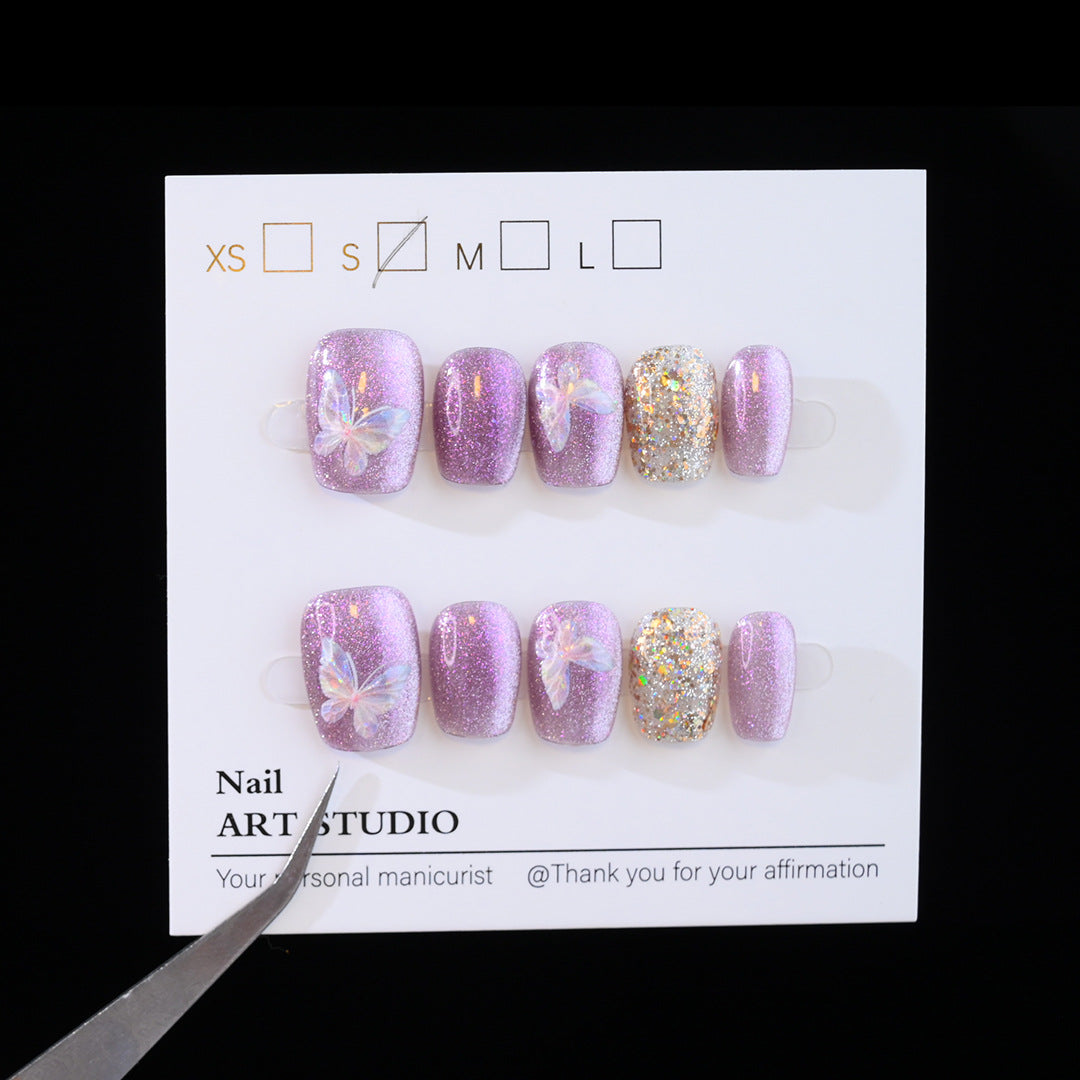 Glitter Butterfly Press-On Nail Set Bowlift