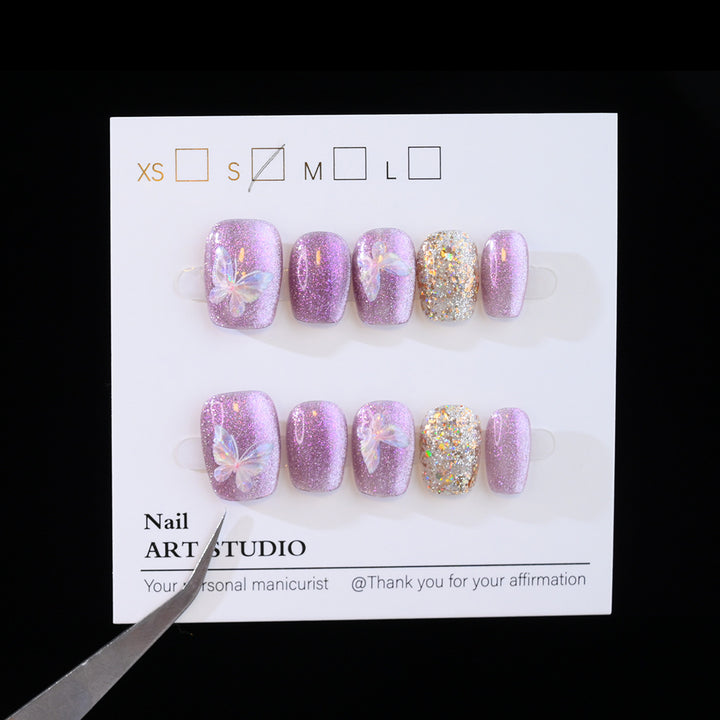 Glitter Butterfly Press-On Nail Set Bowlift