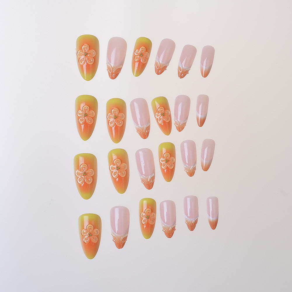Elegant Floral-Themed Press-On Nail Set Bowlift