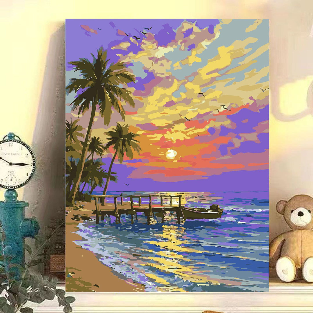 Tropical Sunset Seascape Canvas Art Bowlift