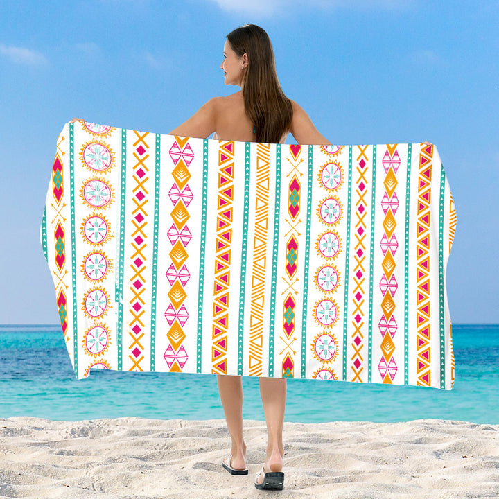 generously cut beach towel with elegant mosaic design Bowlift