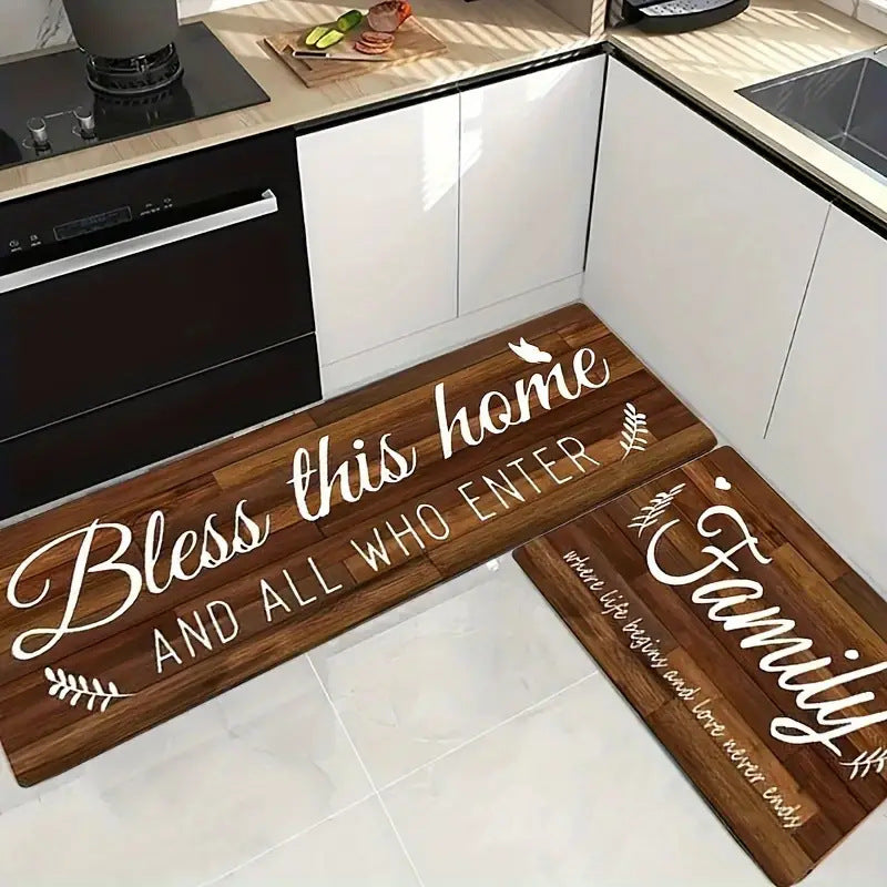 Anti-Fatigue Memory Foam Kitchen Runner and Square Mat Set with Non-Slip Backing Bowlift