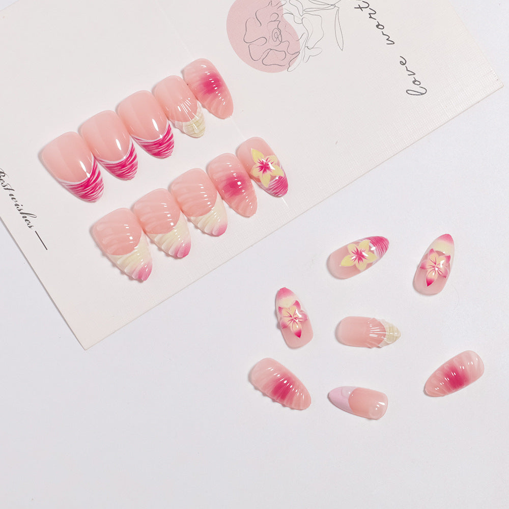 Elegant Floral-Themed Press-On Nail Set Bowlift