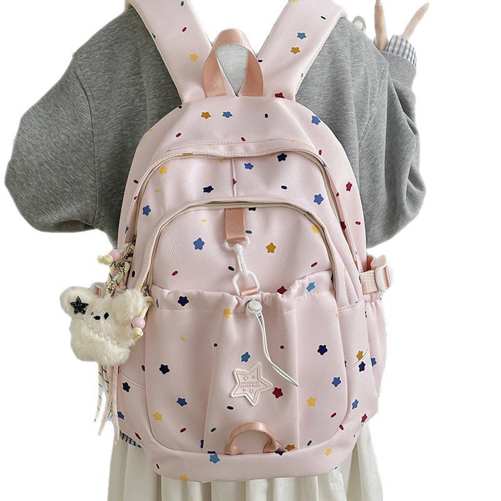 Backpack with Colorful Star Pattern and Versatile Compartments Bowlift