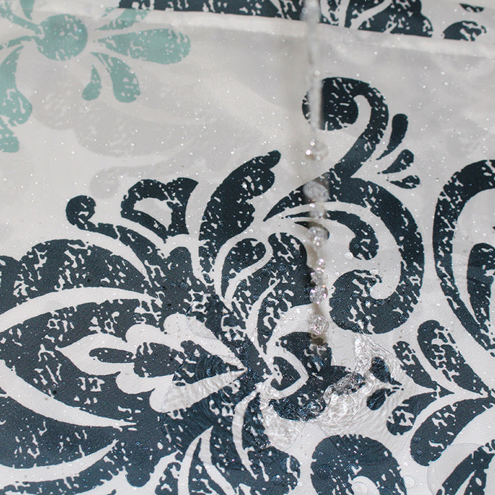 Women's Elegant Damask Shower Curtain Bowlift