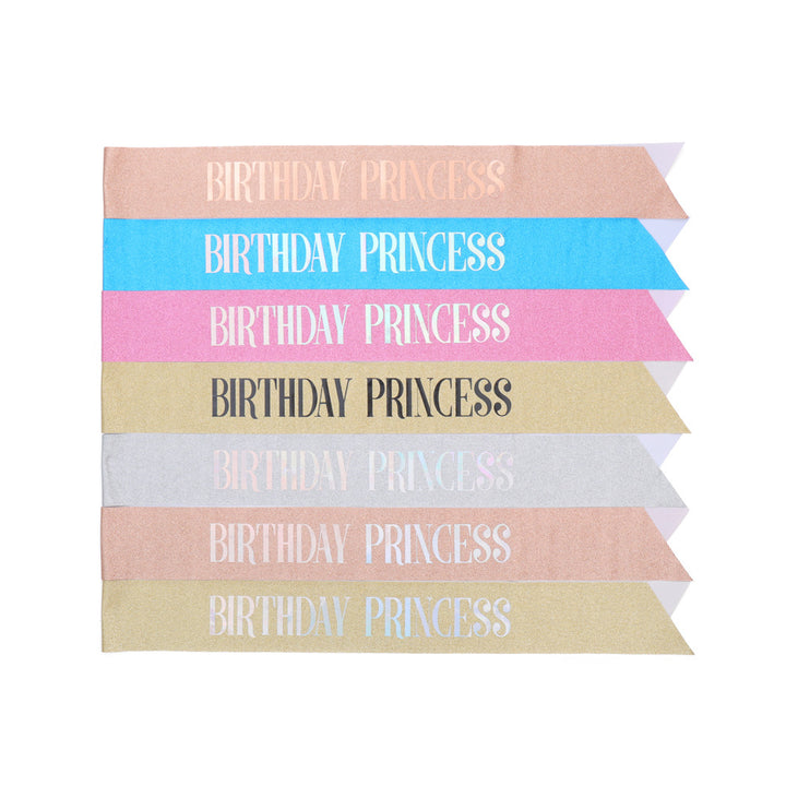 Women's Birthday Sash with Glitter Design Bowlift