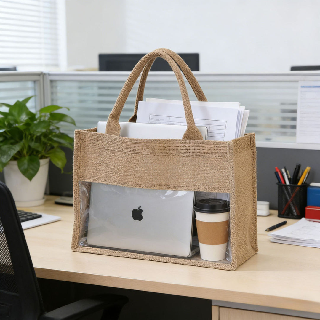 Shopping bag made of natural jute with mesh design Bowlift