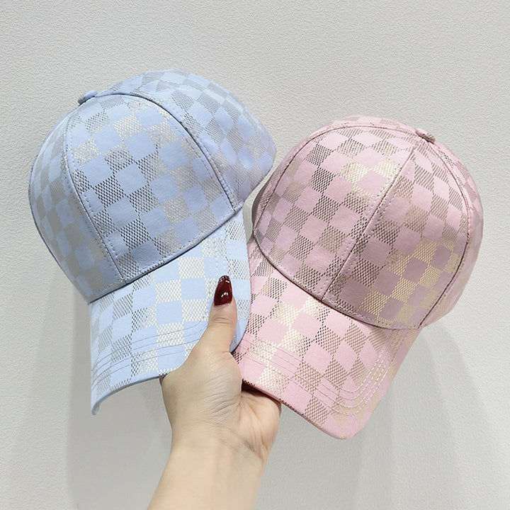 Women's Mesh Checkered Baseball Cap Bowlift