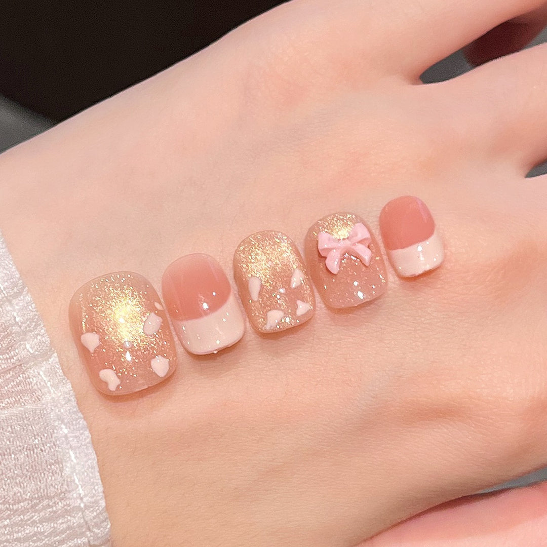 Artistic Press-On Nail Set Bowlift
