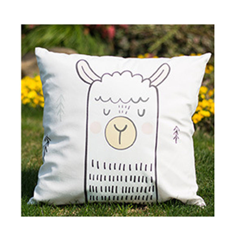 Whimsical Alpaca and Cactus Decorative Pillow