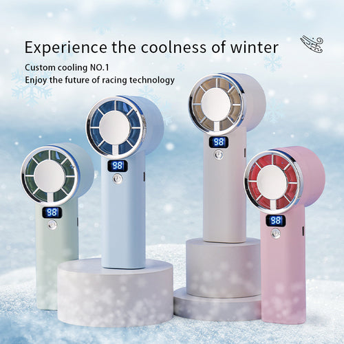 Ladies handheld fan with digital display and 3000mAh battery Bowlift