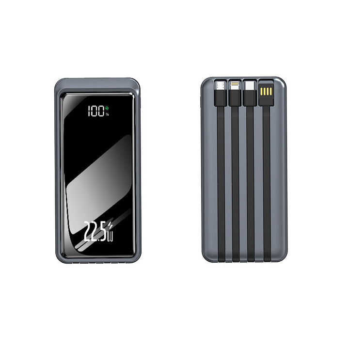 Portable Power Bank with Integrated Cable Management and Digital Charging Indicator Bowlift