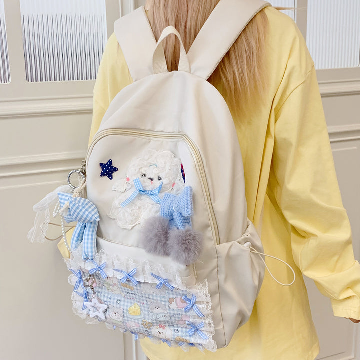 Backpack with Playful Appliqués and Multifunctional Compartments Bowlift