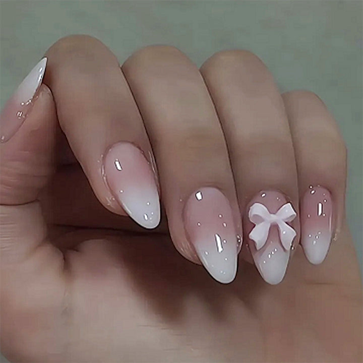 Elegant Bow Accent Press-On Nails Bowlift