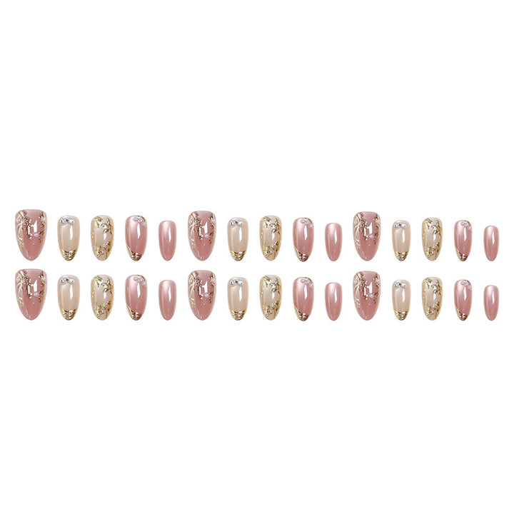 Artificial Nail Set with Elegant Golden Decorations Bowlift