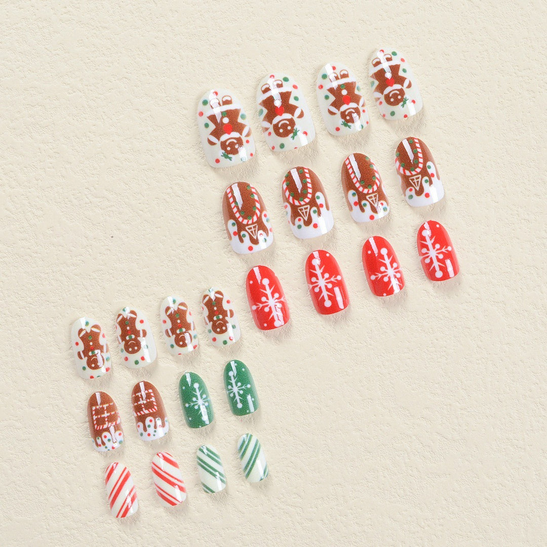 Artificial nail set with festive cookie design Bowlift