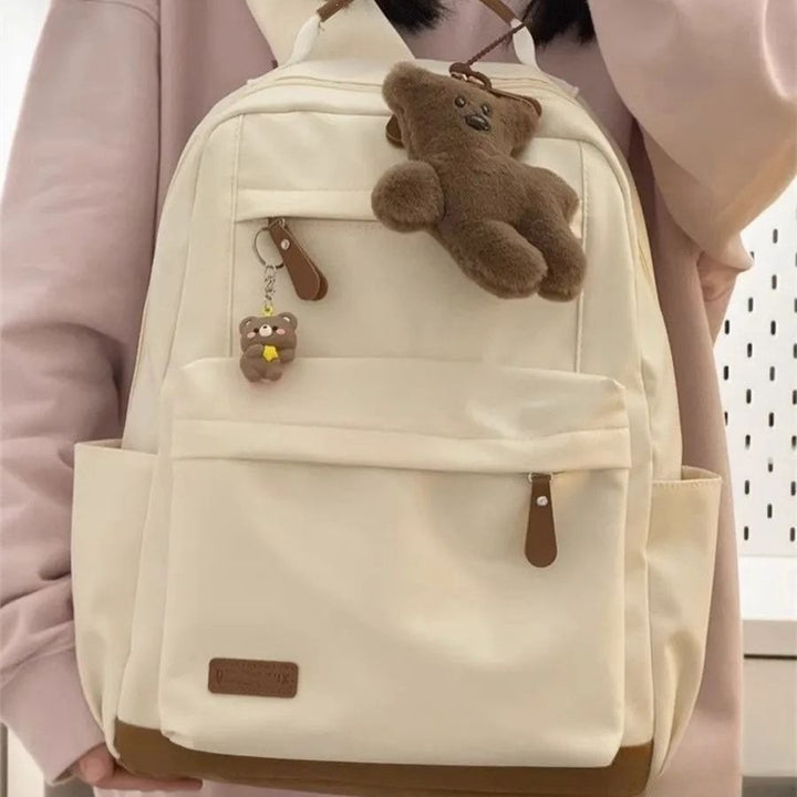 Fashionable leisure backpack with cute bear charm Bowlift