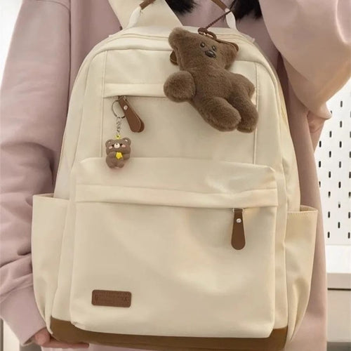 Fashionable leisure backpack with cute bear charm Bowlift