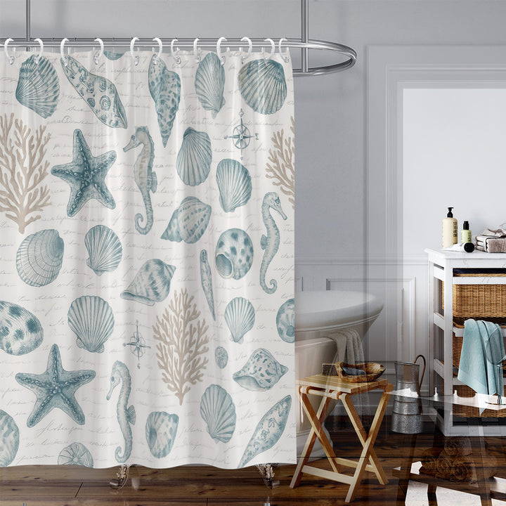 Coastal Marine-Inspired Shower Curtain Bowlift