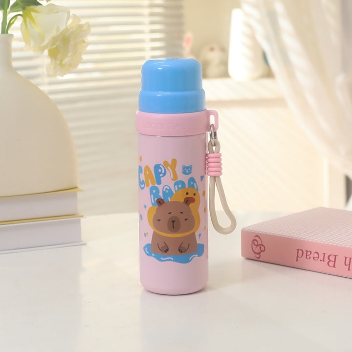 Ladies thermos bottle with animal motif and carrying strap Bowlift