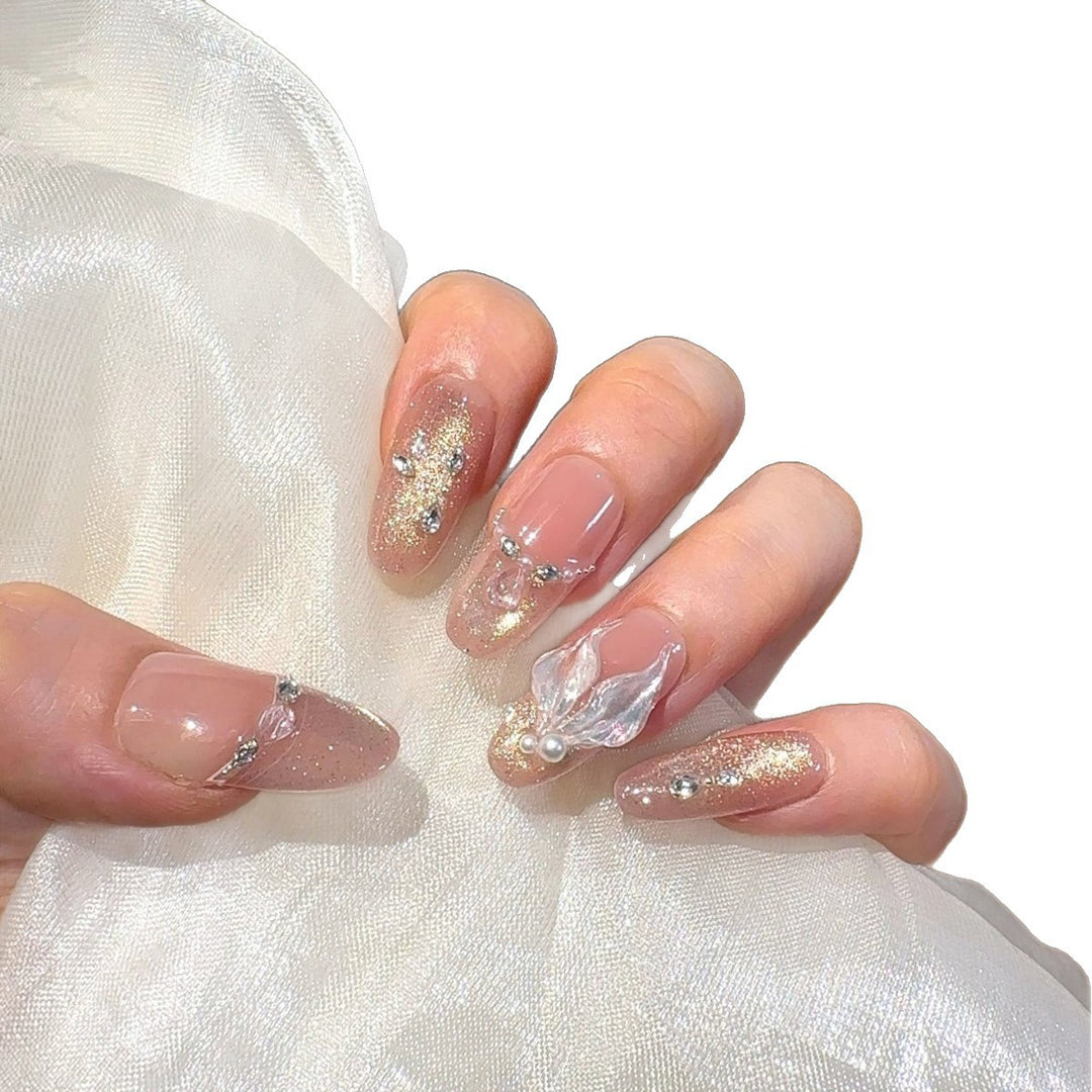 Elegant Rhinestone Embellished Press-On Nails Bowlift