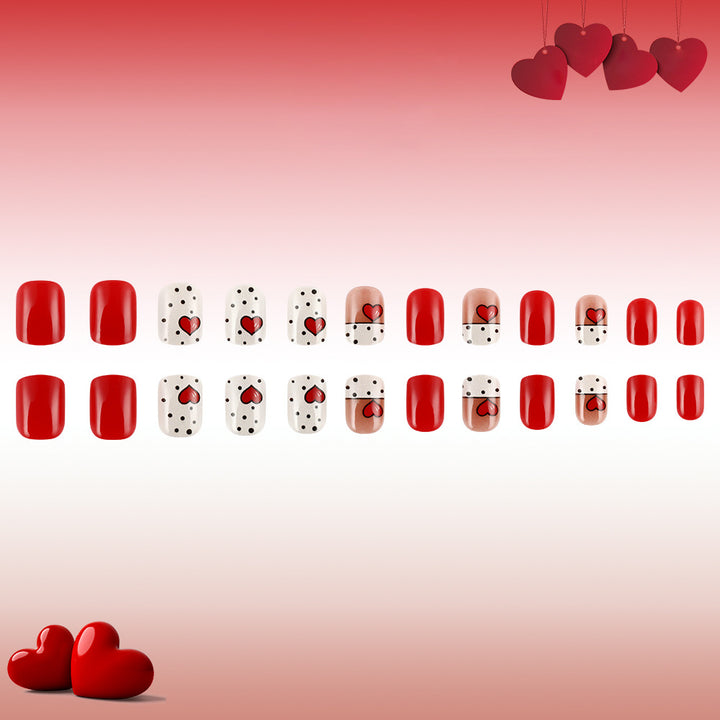 Heart-Embellished Press-On Nail Set Bowlift 1787543006