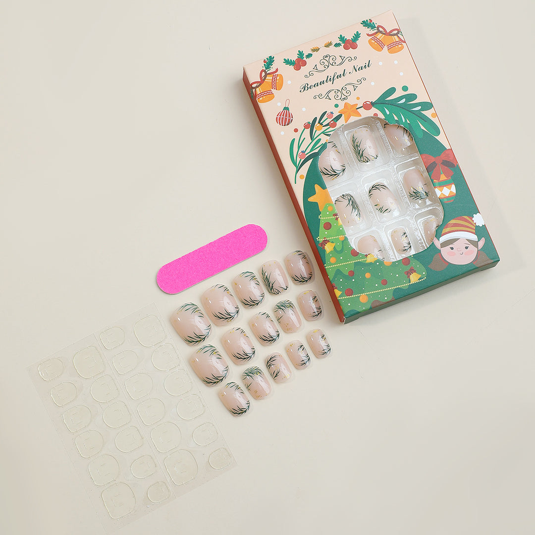 Decorative Press-On Nail Art Kit with Holiday-Themed Designs Bowlift