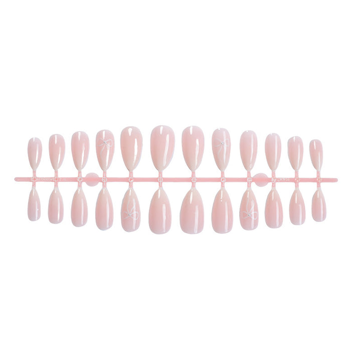 Elegant Press-On Nail Set with Floral Accent Design Bowlift