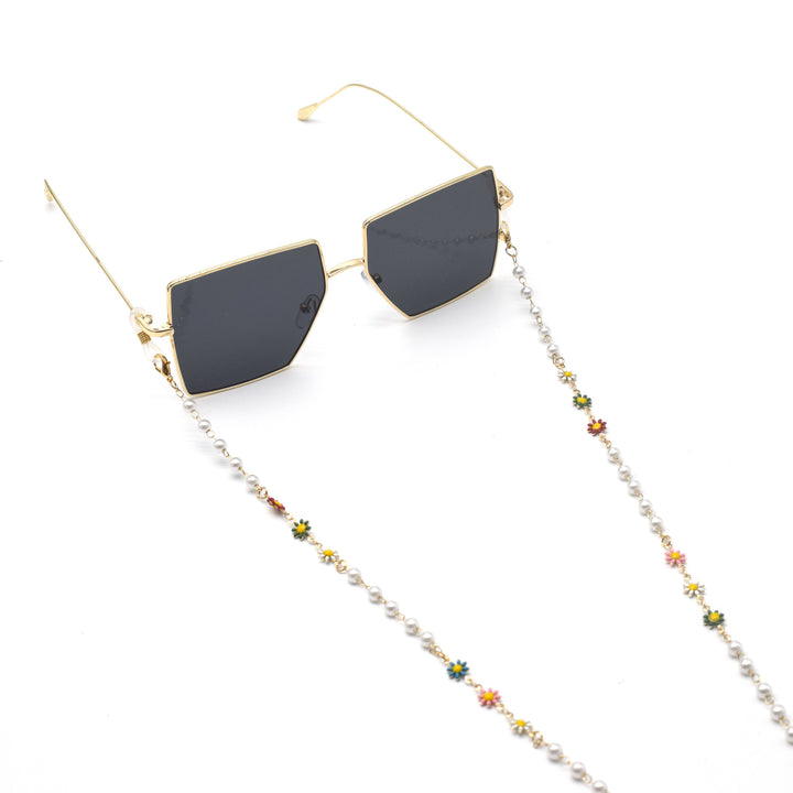 Elegant Pearl and Colorful Gemstone Eyewear Chain Bowlift