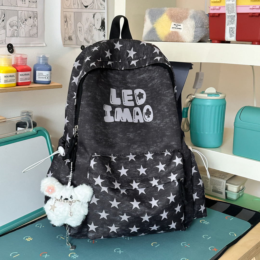 Fun Embroidered Star Print Backpack