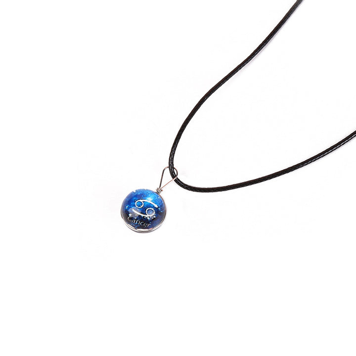 Zodiac Glass Dome Pendant Necklace on Braided Cord Bowlift