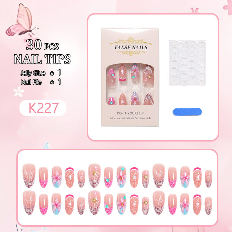 Art nail set with colorful blooming 3D applications Bowlift