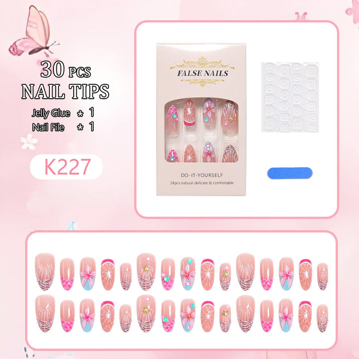 Art nail set with colorful blooming 3D applications Bowlift