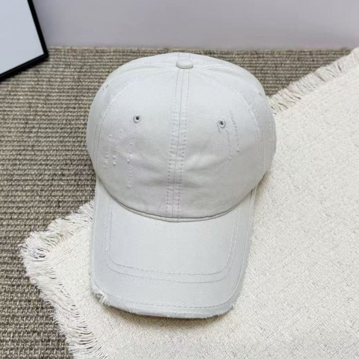 Women's Distressed Casual Twill Baseball Cap Bowlift