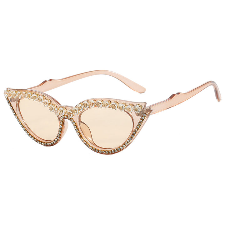 Women's Cat-Eye Sunglasses with Sparkling Rhinestones Bowlift