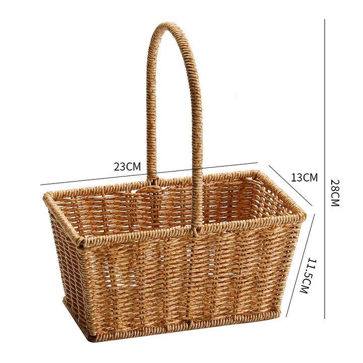 Decorative Woven Storage Basket with Mushroom Emblem Bowlift