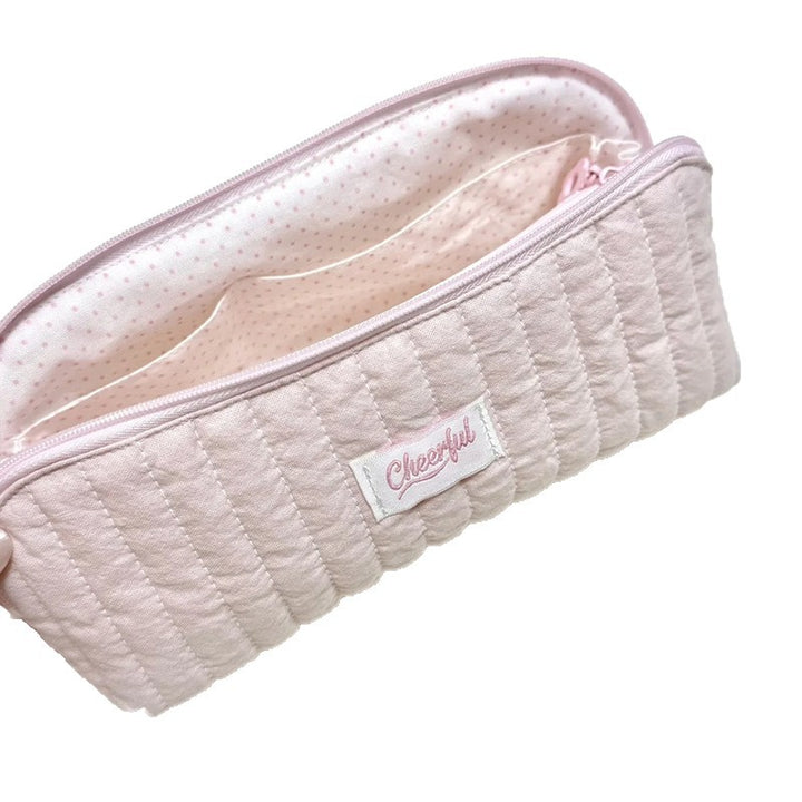 Cute Plush-Lined Zip Cosmetic Pouch with Bunny Charm Bowlift