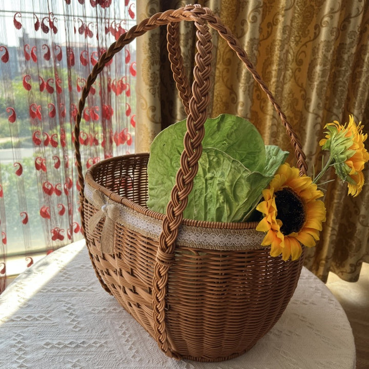 Elegant Woven Picnic Basket Bowlift