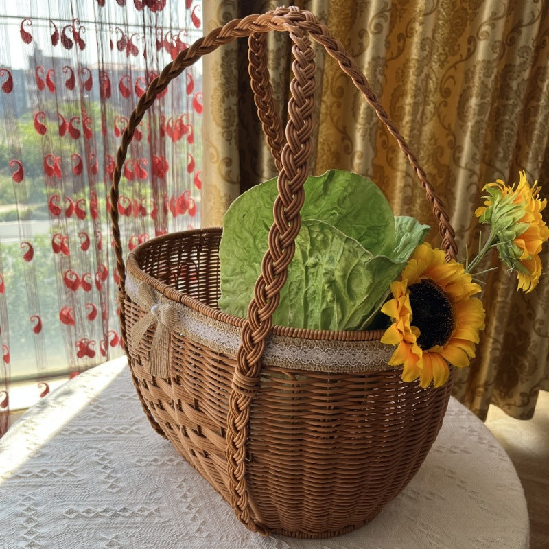 Natural Woven Market Basket Bowlift