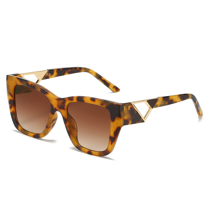 Women's Oversized Sunglasses with Modern Geometric Design and Elegant Metal Accent Bowlift