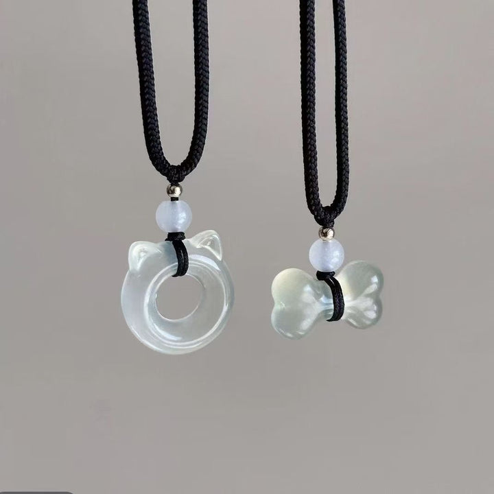 Cute Cat and Bone Pendant Necklace Bowlift