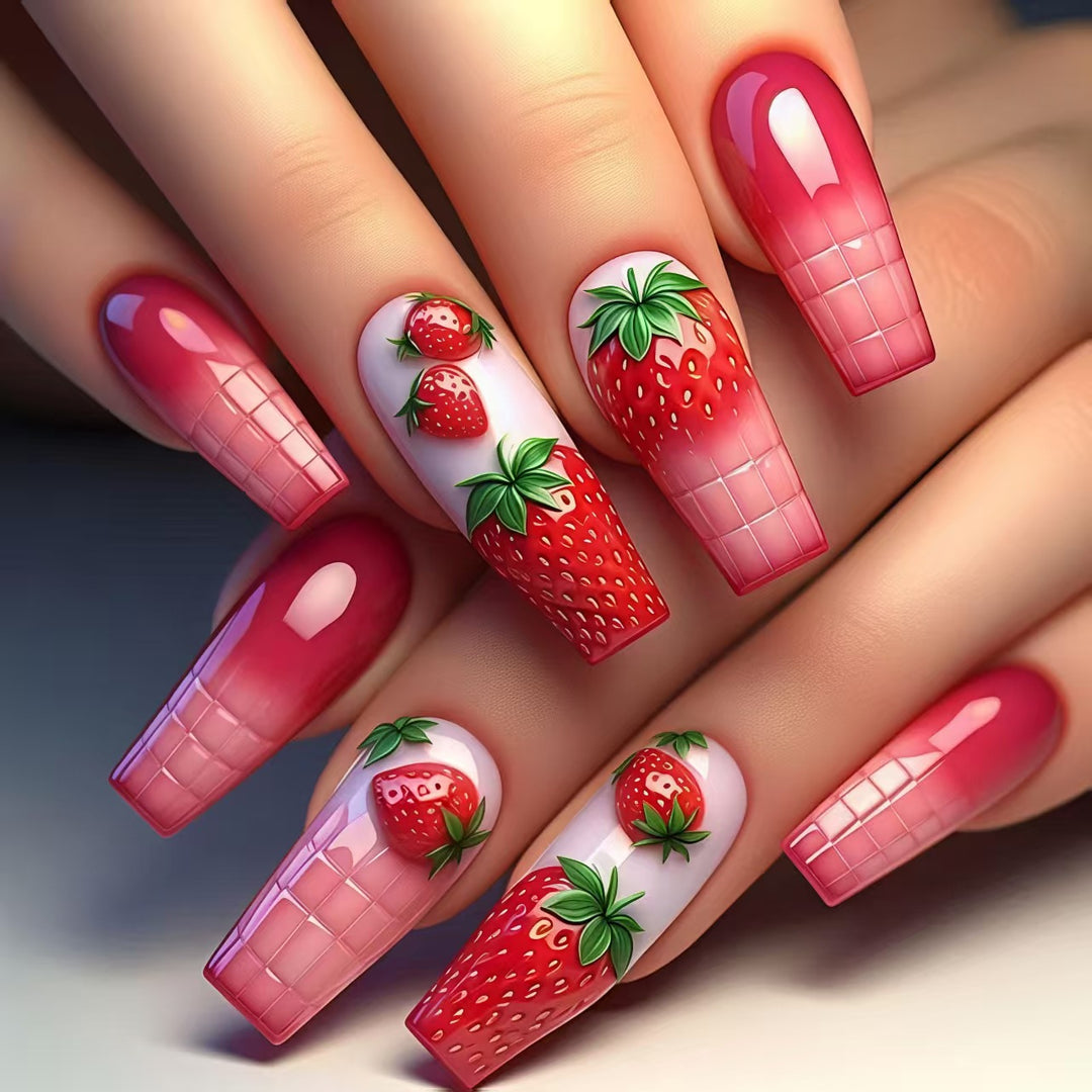 Creative Art Nails in Summer Strawberry Design Bowlift
