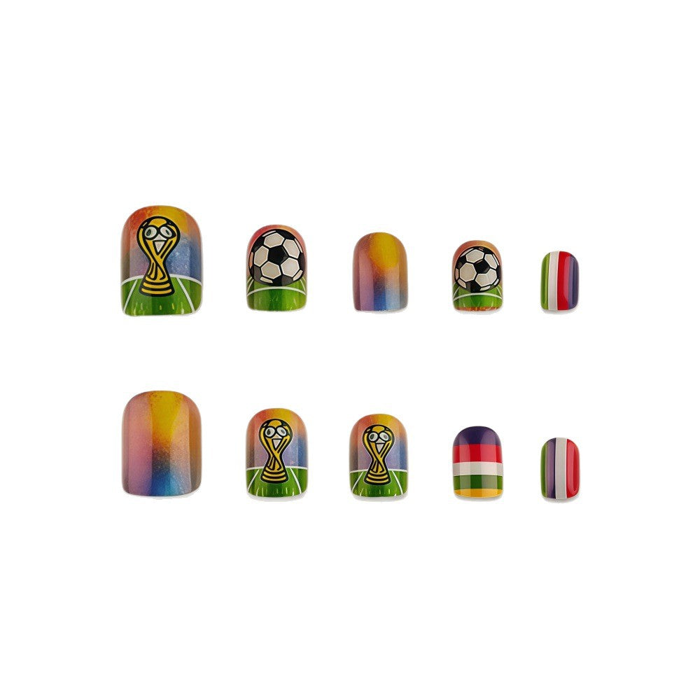 Artificial nails with soccer motif and glitter effects Bowlift