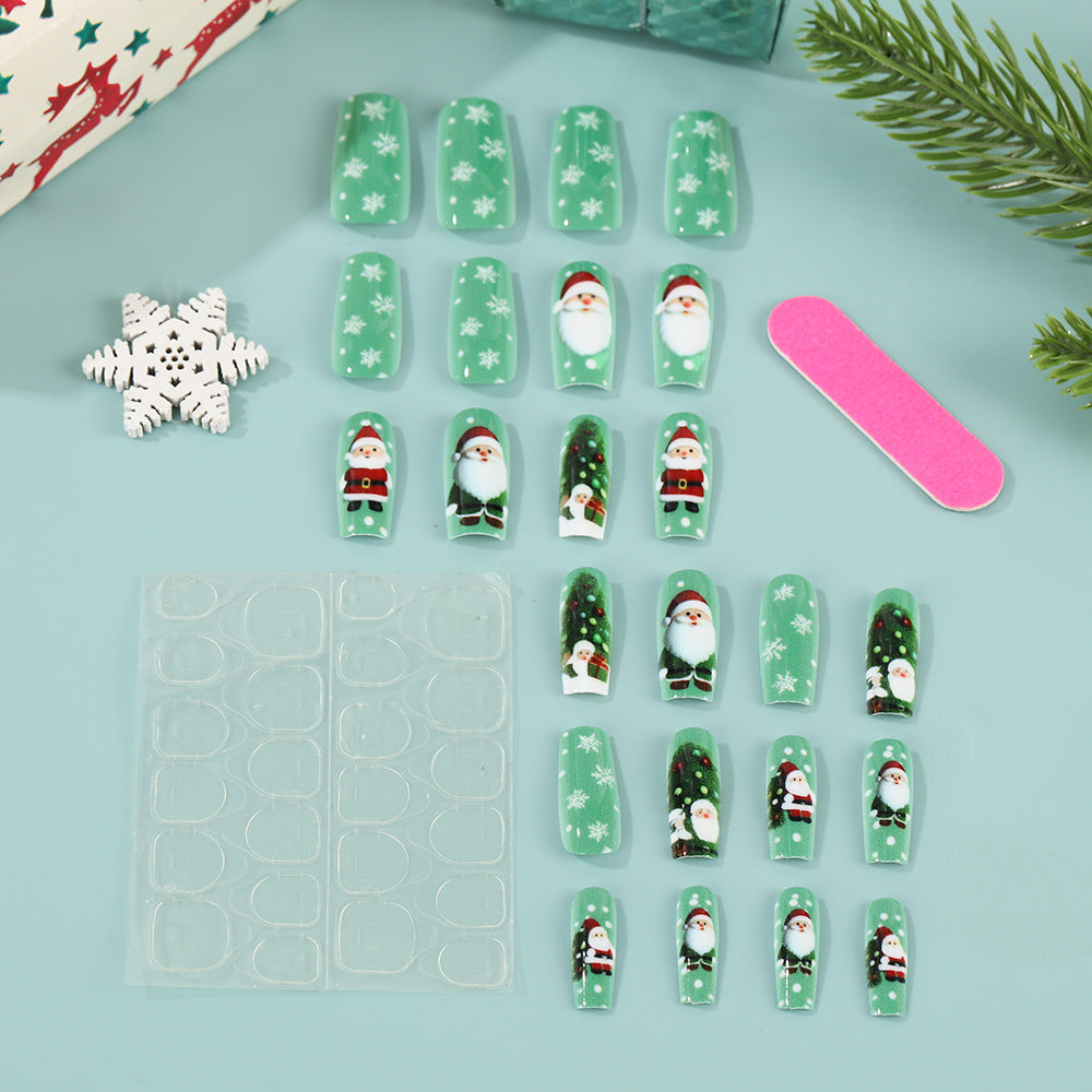 Glittering artificial nails in festive Christmas design Bowlift