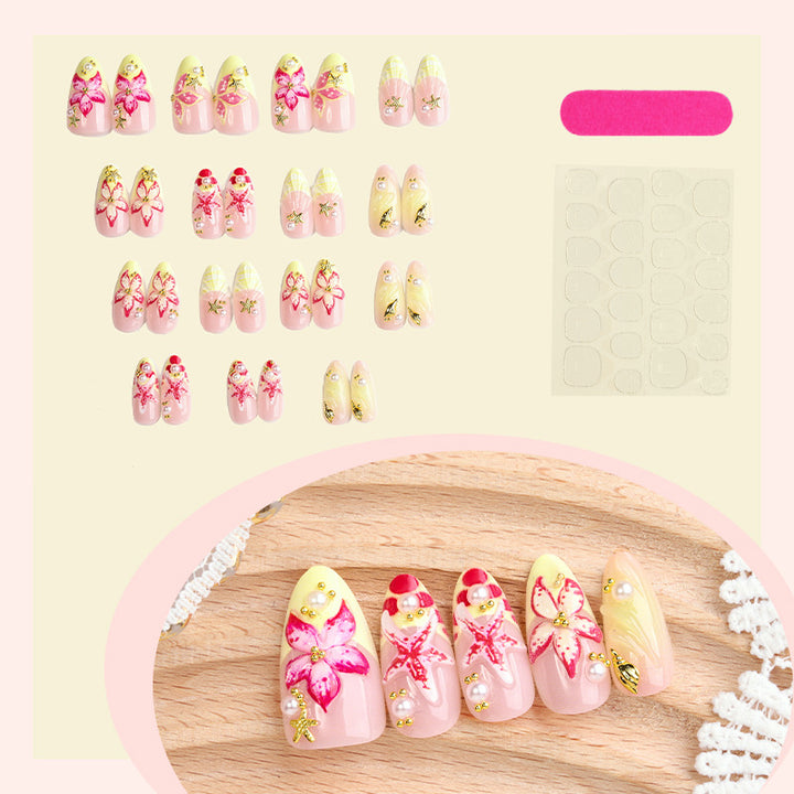 Artistic Floral Designed Press-On Nails Bowlift