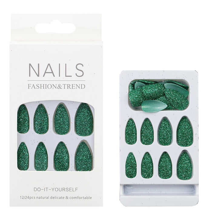 Glittering Almond-Shaped Press-On Nail Tips Bowlift
