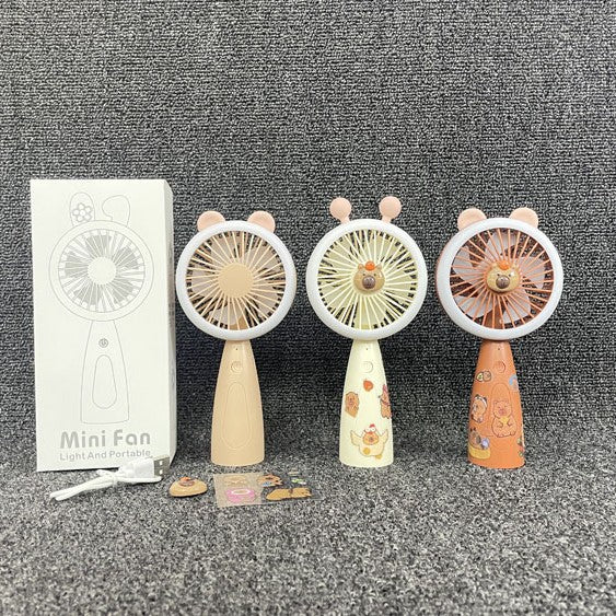 Unisex Portable Hand Fan with LED Lighting and Animal Design Bowlift