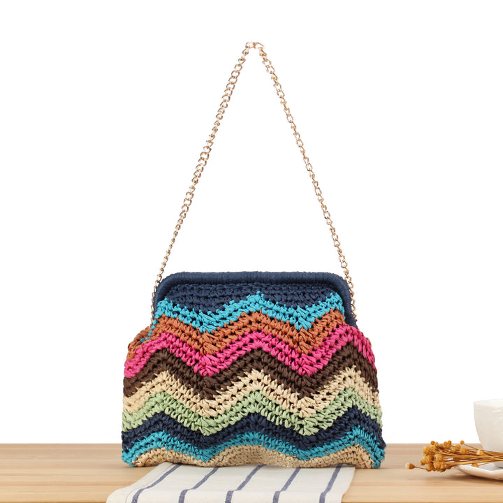 Handcrafted shoulder bag with cheerful wave pattern Bowlift