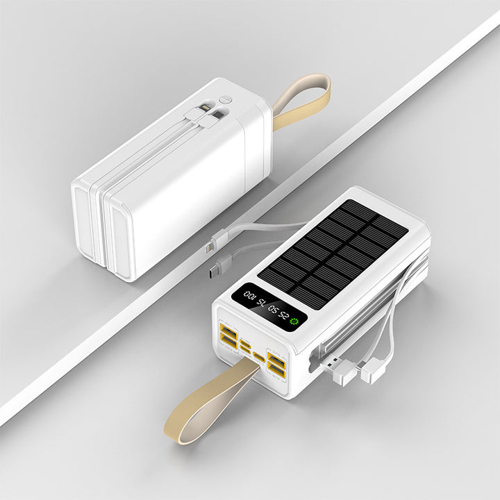 Solar power bank with integrated charging ports and digital display Bowlift